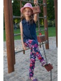 Girls\' navy blue floral pants DZ6014 - Online store - Boutique